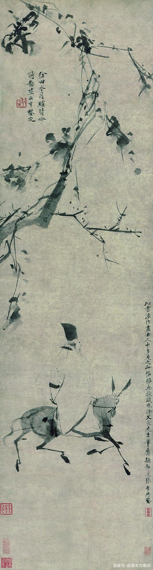 《驴背吟诗图》是明代书画家徐渭创作的纸本水墨画,现收藏于北京故宫